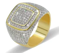 Bling zircico zircone uomo hiphop anelli di ghiaccio oro 18k anello placcato in oro nuovo gioielli di diamante alla moda3888455