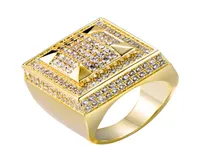 personalisierter Schmuck Gold Wei￟ vergoldete Herren Diamant Eced Out Man Hiphop Rapper Finger Ringe Quadratische kleine kleine Ring f￼r M￤nner Geschenke F8875900