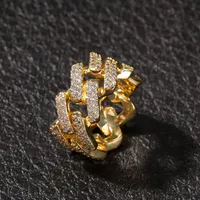 Ice Out Cubic Zircon Cuban Ring For Men Silver Gold Color Hip hop Jewelry Size 8-10316g