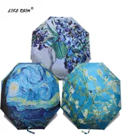 LIKE RAIN Brand Folding Umbrella Female Windproof Paraguas Van Gogh Oil Painting Umbrella Rain Women Quality Umbrellas UBY01 201119255984
