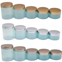 Packing Empty Plastic Cosmetic Bottle Clear Blue Cream Jar Gold Rose Gold Silver Cover 100g 120g 150g 200g 250g Portable Refillable Packaging Container