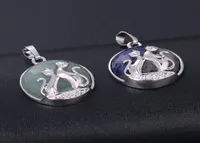 Qimoshi niedliche Kristall Doppelkatze spielen Doppelseite Anhänger Halskette Natursteinmondpaar Schmuckgeschenk weibliche Tier Halskette7871333