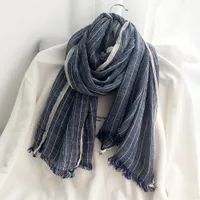 Шарфы унисекс японский шарф -шарф хлопок и льняная полосатая полоса
