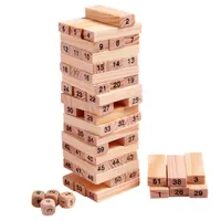 Wholewooden Tower Wood Building Blocks Toy Domino 54pcs Extracto de apilamiento Edificio Educativo Jenga Juego Regalo 4pcs DICE8125346