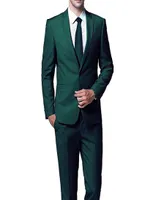 Dark Green Evening Party Men Wedding Prom Wear 2018 Two Piece Jacket Pants Trim Fit Custom Made Wedding Groom 턱시도 3876312