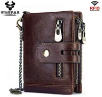 100 Genuine Leather Men Wallet Coin Purse Small Mini Card Holder Chain PORTFOLIO Portomonee Male Walet Pocket J2208091053950