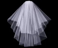 Дешевая изысканная короткая свадебная вуаль сетка Twolayer Shart Sward Veil с расчесыванием кончика пальца.