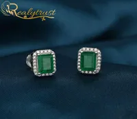 Realytrust Solid 925 Sterling Silver Colombia Emerald Lab Created Diamond Stud Earrings for Women Wedding Party Birthday Gift 21037677435