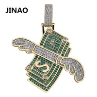 Jinao New Money Cumbic Zircon Chain Out Out Flying Cash Hip Hop Jewelry Pendant Colliers pour homme Femmes Gifts 2010132237