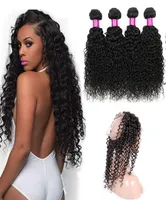PRE PREPLAMBIENTO 360 LACE Frontal PERUVIAN INDIA MALAYSIANO Brasile￱o Virgen Kinky Curly Cabello 360 Frontal con Bundles Curly Human Hair2345911