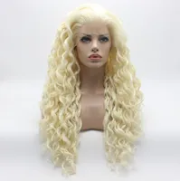 Iwona Hair locky langwei￟es Licht blonde Mischper￼cke 181001613 Halbhand gebundene hitzebest￤ndige synthetische Spitzen -Vorder -Per￼cke 9550624