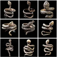 Whole 30pcs lot Top Mix Retro Punk Exaggerated Snake Ring Men Women Hip Hop Animal Cool Biker Rocker Jewelry Antique Siver Male Rings268e