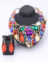 African Beads Sets For Women Accessories Wedding Bridal Crystal Pendant Statement Necklace Earring Resin Gem Jewelry Set 2012228263066