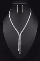 2021 Ensembles de boucles d'oreilles ￠ collier long de zircone cubique pour les accessoires de bijoux de mariage jolleria mujer de oro pour les femmes3304355