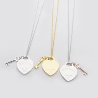Bayan Aşk Kalp Kolye Kolye Tasarımcı Takı Kadınlar İçin Anahtar Kolyeler Altın/Gümüş/Gül Tam Marka ile Düğün Noel Hediyesi
