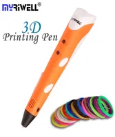 Myriwell Magic 3d Stift DIY Zeichnen 3D -Druckstift mit ABS Filamenten Kreatives Spielzeuggeschenk für Kinder Design für Geburtstagsgeschenk 201214