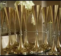 70CM Gold Tabletop Vase Metal Wedding Flower Vase Table Centerpiece For Mariage Metal Flowers Vases For Wedding Decoration8329089