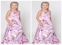 Full Pink Camo Long Line Flower Girl Dresses Custom 2020 Top Cheap Camouflage Real Tree Camo Kids Girls Plating Plating Country5721912