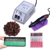 Electric Nail Art Drill Machine Set 20000 U / min Ausrüstung Manicure Tool Kit Nageldatei Bit Schleifband Art Accessoire 110V-240V208p