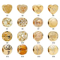 Nowy 925 Sterling Silver Fit Pandora Charms Bracelets Gold Love Heart Galaxy Logo Bee Charms for European Women Wedding Original Fashion2023