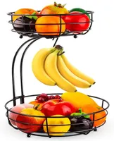 2tierカウンタートップフルーツ野菜バスケットボウル収納バナナハンガーがキッチンリビングルームの入り口に適用されます