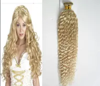 Blond Brésilien Hair Kinky Curly Fusion Keration I Tip 100 Extensions de cheveux humains réels 10gs 100gpack7818177