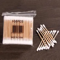 Whole- 100pcs Women Beauty Makeup Cotton Swab Double Head Cotton Buds Make Up Wood Sticks Nose Ears Cleaning Cosmetics Health Care2484