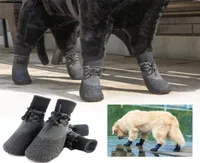4PCS Pet Coconut Socks Shoes For Dogs Waterproof Winter Warm Boot Dog Antislip Adjustable Accessories 220217