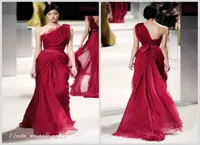Design unico Design Red Evening Dress Elie Saab a una spalla Lungo pavimento in chiffon abito speciale abito da passerella ballo da ballo par3698230