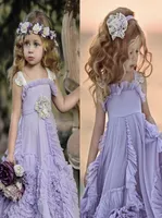 Dollcake Purple Flower Girl Dresses Ruffles Lace Tutu 2019 Boho Wedding Beach Vintage Baby Baby Baby Babys for Communion9958235