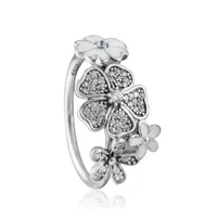 Pandora Jewelry Ring Silver Shimmering Bouquet Clear CZ Rings 100％925 Sterling Silver Jewelry Whole diy for women290nと互換性