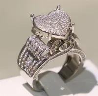 Choucong Top Sodge High Caffice Vintage Jewelry 925 Серебряное серебряное серебро белое саафир CZ Diamond Eternity Women Wedding Heart 3269387