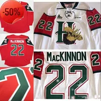 Halifax Mooseheads #22 Nathan Mackinnon Hockey Jersey Настройка белых красных сшитых вышива