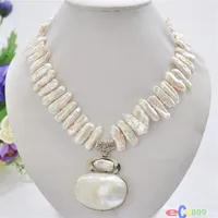white biwa dens freshwater pearl necklace mabe pendant2811