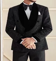 Handsome DoubleBreasted Groom Tuxedos Shawl Lapel Groomsmen Man Suit Mens WeddingPromDinner Suits Bridegroom Jacket Pants Tie B7043915