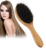 Artificial Boar Bristle Hairbrush Massage Comb Antistatic Hair Scalp Paddle Brush Wooden Handle Hair Brush Styling Tool L0407