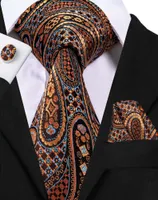 HITIE 100 Silk Men039S Classic Paisley Plaid Necktie Hanky ​​Cufflinks Set Men Classic Wedding Tie Set N30785531886