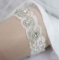 5 piezas Lote Crano de lente de cristal Garters Bridal Cinturas de boda blanca pura 1801604