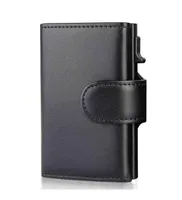 2022 Fashion Aluminum Credit Card Wallet Rfid Blocking Trifold Smart Men Wallets 100 Real Leather Slim With Coin Pocket J2208095334457