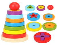 새로운 저렴한 반응 퍼즐 게임 어린이 장난감 무지개 피라미드 둥지 둥지 아기 모양 게임 아이를위한 아기 모양 게임 DIY 생일 선물 L