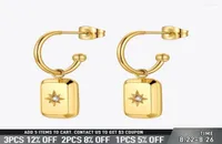 Dangle Earrings Enfashion Star Label Drop for Women Stainless Steel Congring Gold Color Pendientes Mujer Fashion Jewelry Party E211