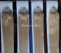 Lummy Micro Ring Loop Beads Remy Human Hair Extensions 18Quot26Quot 1GS 100SPACK 613 BLEACHブロンドシルクストレート5817129