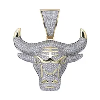 Topgrillz Bull Dämon König Gold Silber Kette ICED CZ Anhänger Halskette Männer mit Tenniskette Hip Hop Punk Fashion Jewelry247s