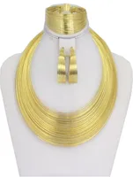 Liffly Fashion Dubai Gold Sets for Women African Wedding Wire Charm Necklace Bracelet Earrings Nigerian Bridal Jewelry 2012226595486