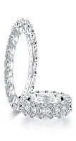 925 Corte redondo de prata esterlina de 4 mm Anel completo da eternidade para mulheres SONA SONA simulada Diamond noivado da alian￧a de casamento Ring7768077