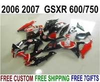 Plastic fairing kit for SUZUKI GSXR600 GSXR750 06 07 K6 fairings GSXR 600750 2006 2007 red black LUCKY STRIKE bodywork set V9F2161521