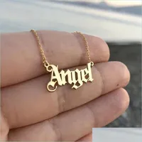 Pendant Necklaces Fashion Angel Letter Pendnat Necklace Personalized Babygirl English Mom Lovers Girlfriend Jewelry Gifts Drop Deliv Dhtfi