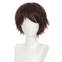 Sentetik peruklar Ailiade sentetik 10 inç düz kısa adam kadın peruk patlama kahverengi beyaz siyah cosplay peruk erkek ısıya dayanıklı anime parti T221103