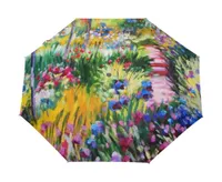 Famous Oil Painting Umbrellas Women Fully Automatic MonetThree Folding Van Gogh Anti UV with Black Coating3077298