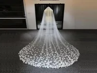신부 베일 3m 긴 결혼식 베일 3D 꽃 꽃 레이스 흰색 고급스러운 신부를위한 고급스러운 빗 벨로스 데 노비아 대성당 6827766